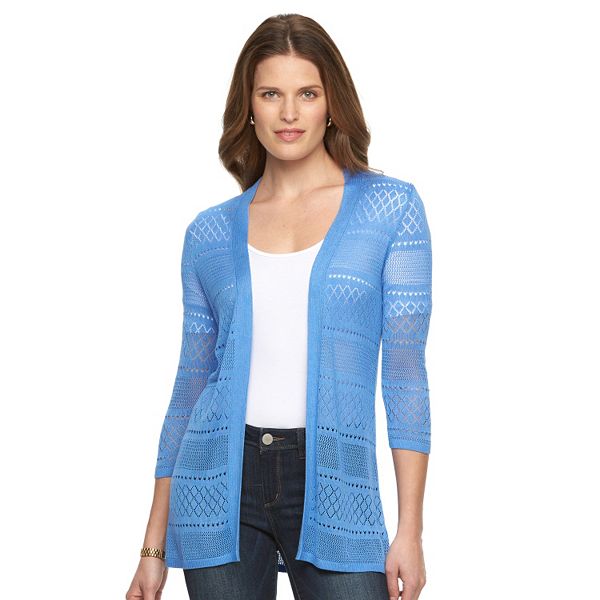 Women's Croft & Barrow® Pointelle Open-Front Cardigan