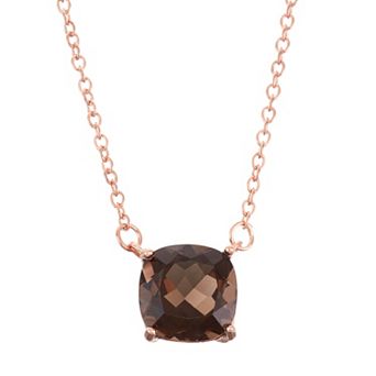 18k Rose Gold Over Silver Smoky Quartz Necklace