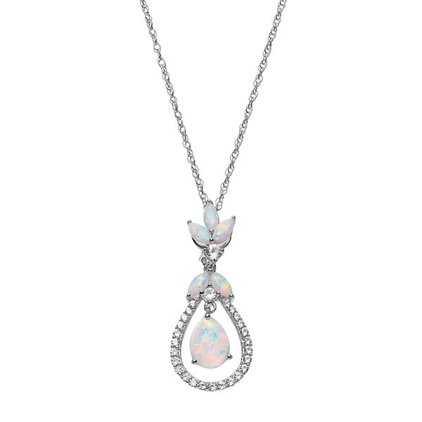 Sterling Silver Lab-Created Opal & Lab-Created White Sapphire Floating ...