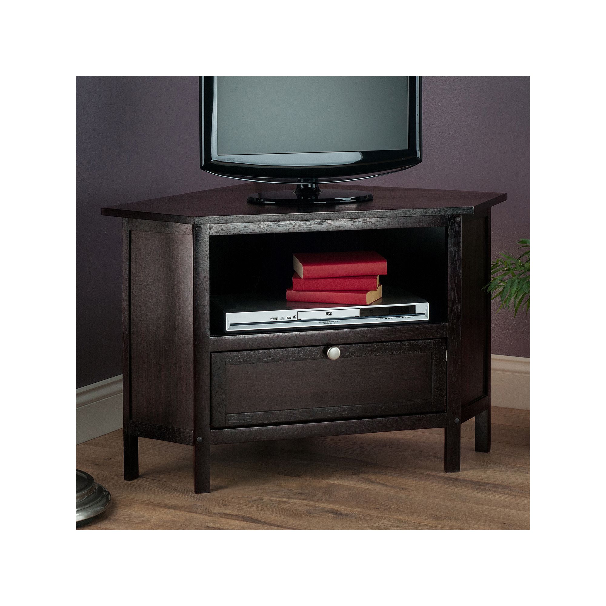 Winsome Zena Corner TV Stand, Brown
