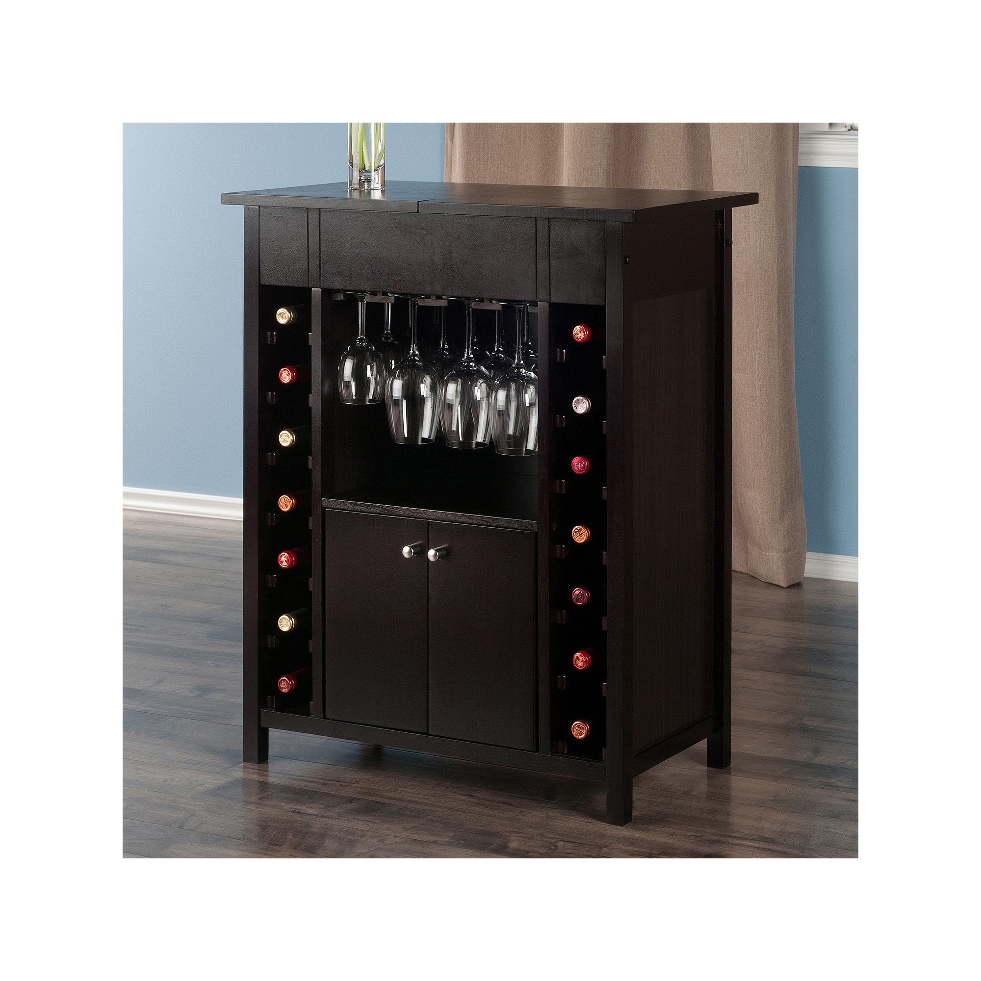 Winsome Yukon Wine Cabinet, Brown