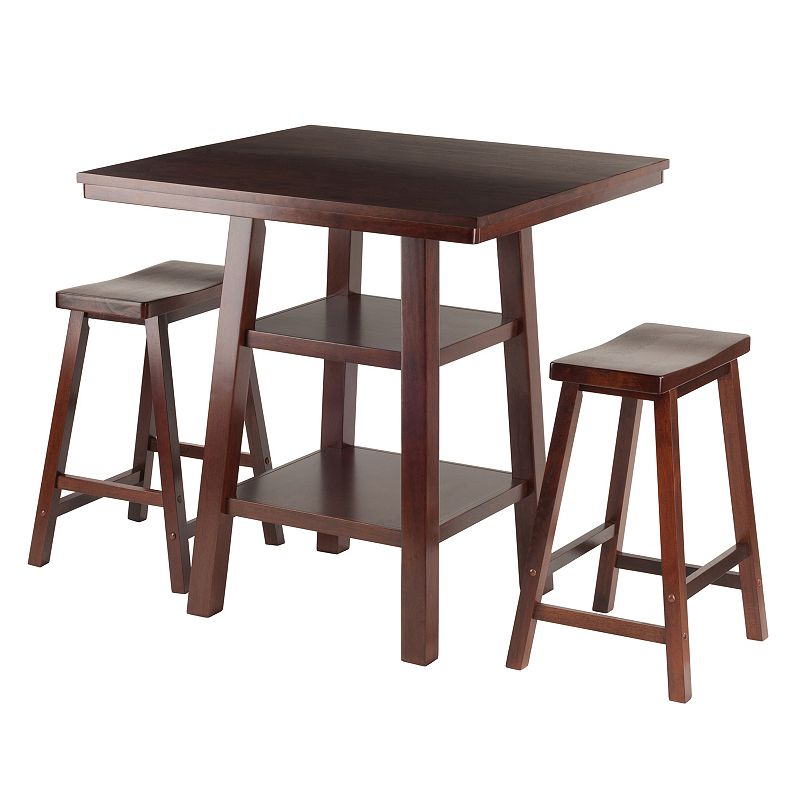 Winsome Orlando High Table & Counter Stool 3-piece Set, Brown