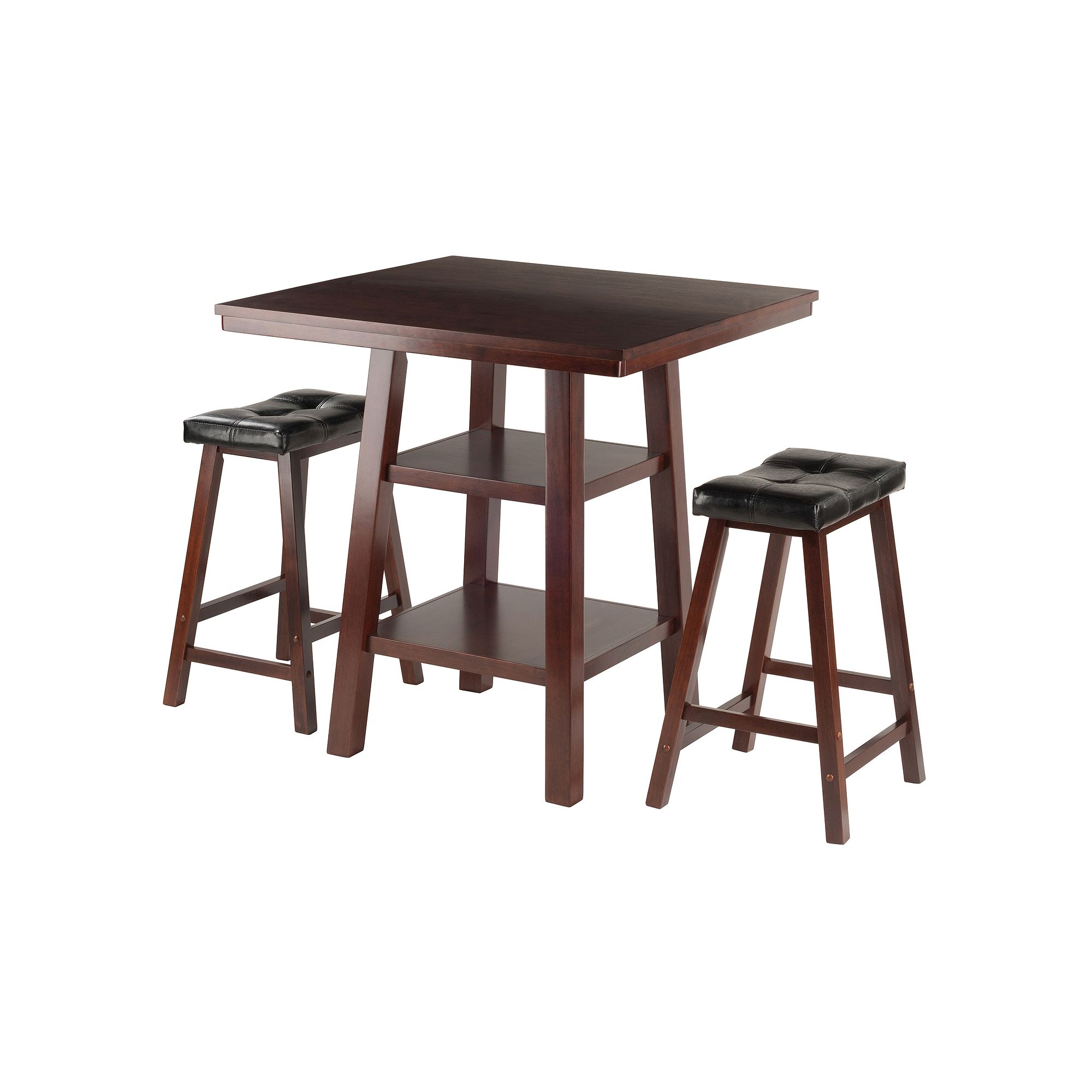 Winsome Orlando High Table & Padded Stool 3-piece Set, Brown
