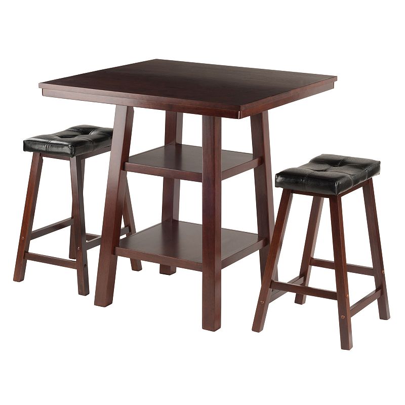 Winsome Orlando High Table & Padded Stool 3-piece Set, Brown