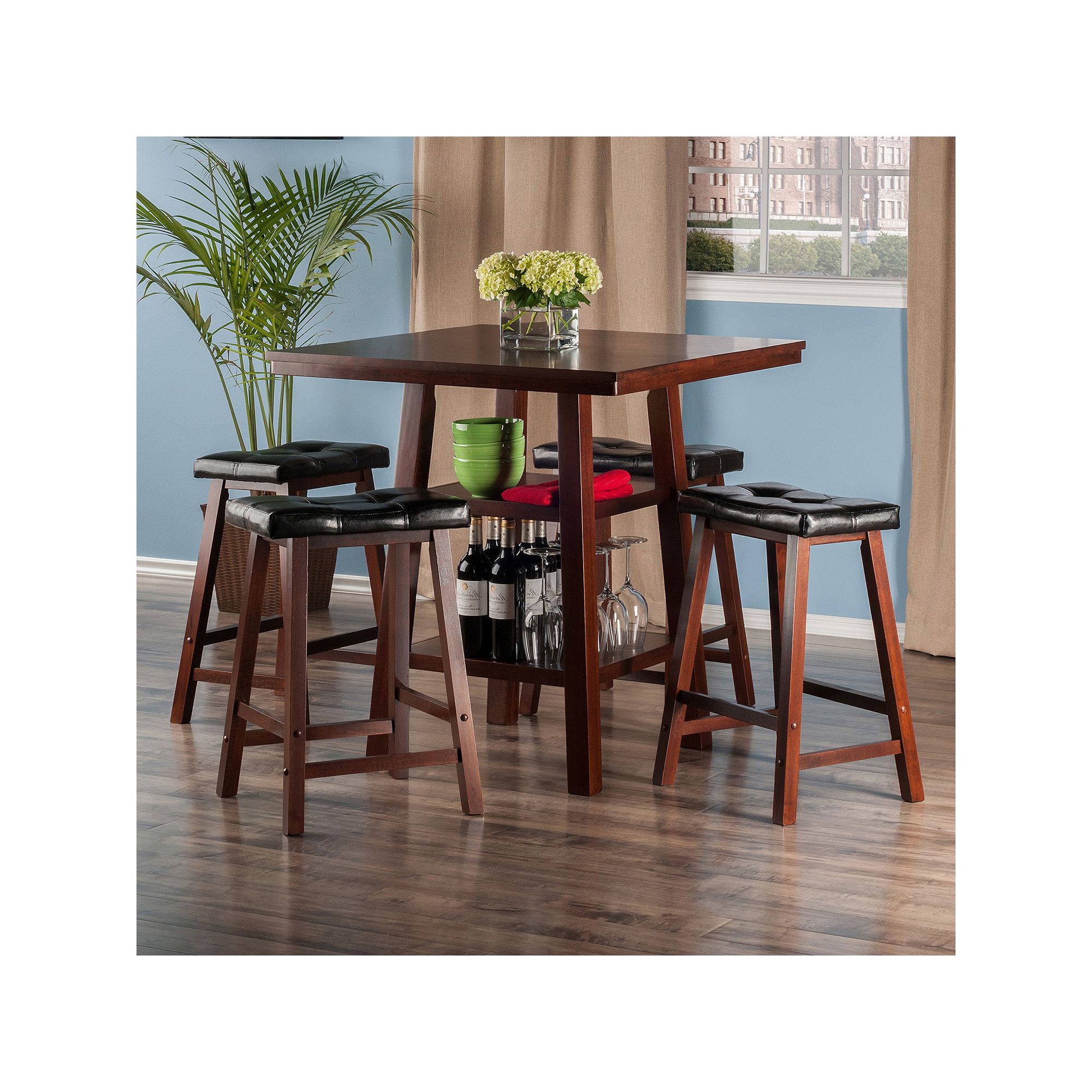 Winsome Orlando High Table & Stools 5-piece Set, Brown