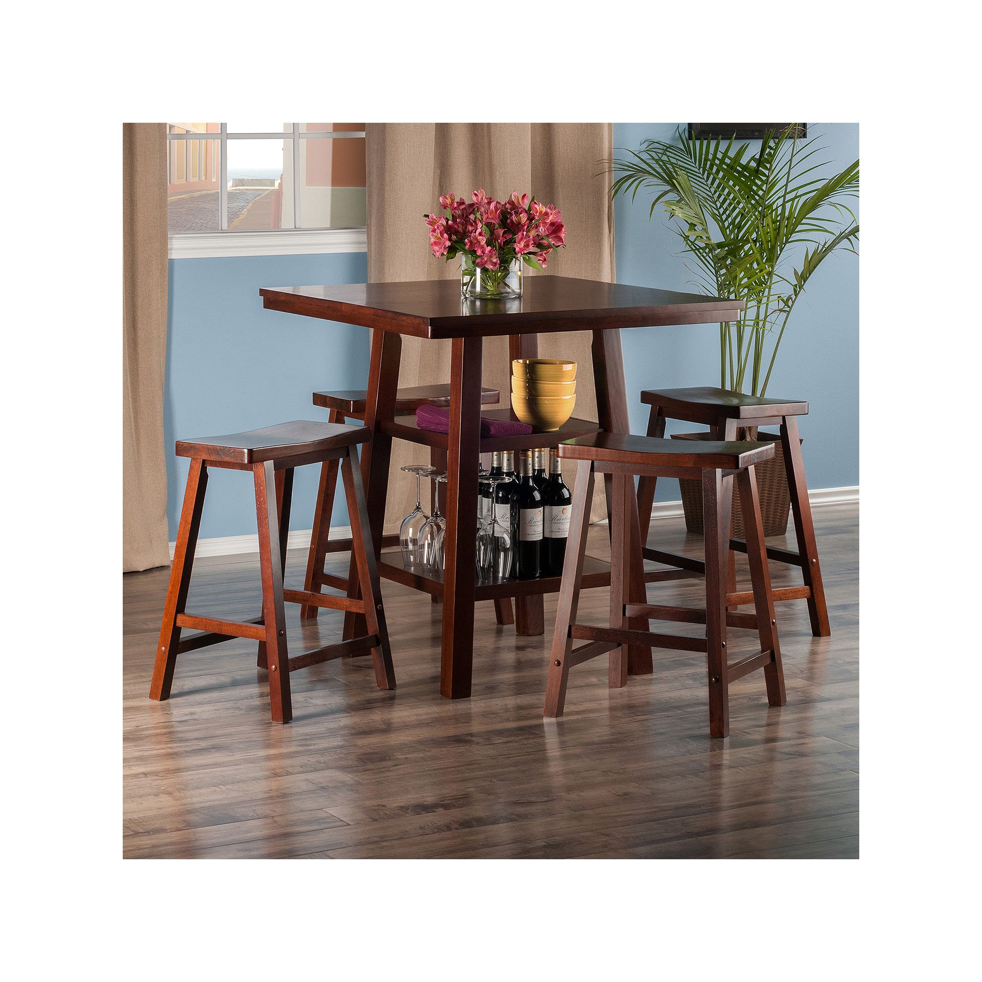 Winsome Orlando High Table & Stool 5-piece Set, Brown