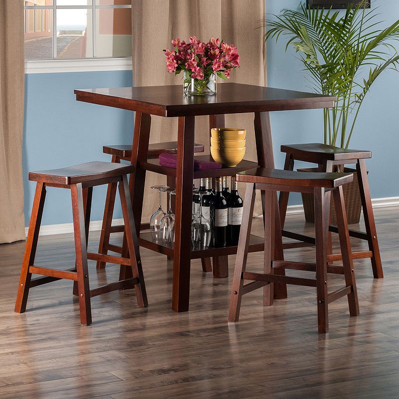 Winsome Orlando High Table & Stool 5-piece Set, Brown