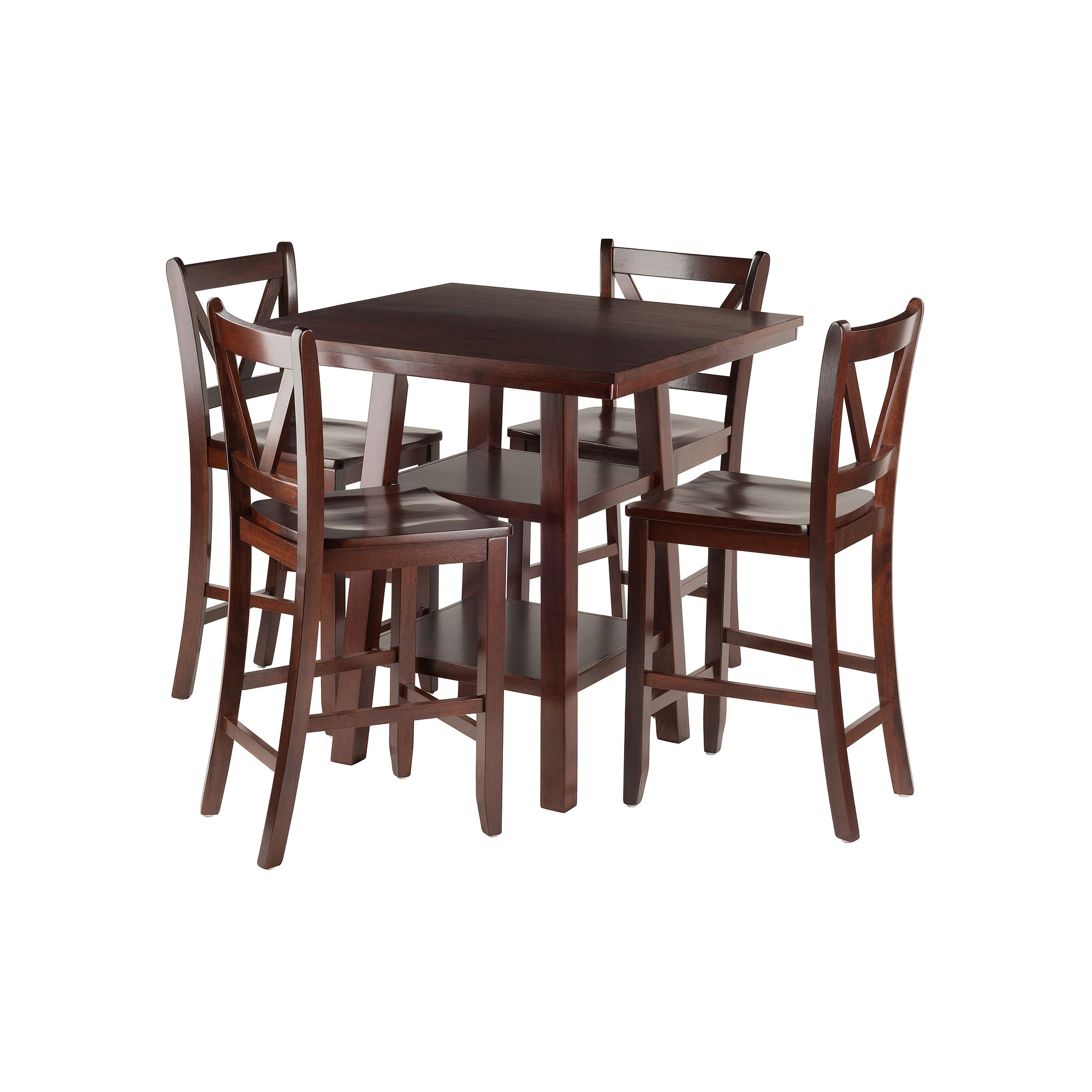 Winsome Orlando High Table & V-Back Stool 5-piece Set, Brown