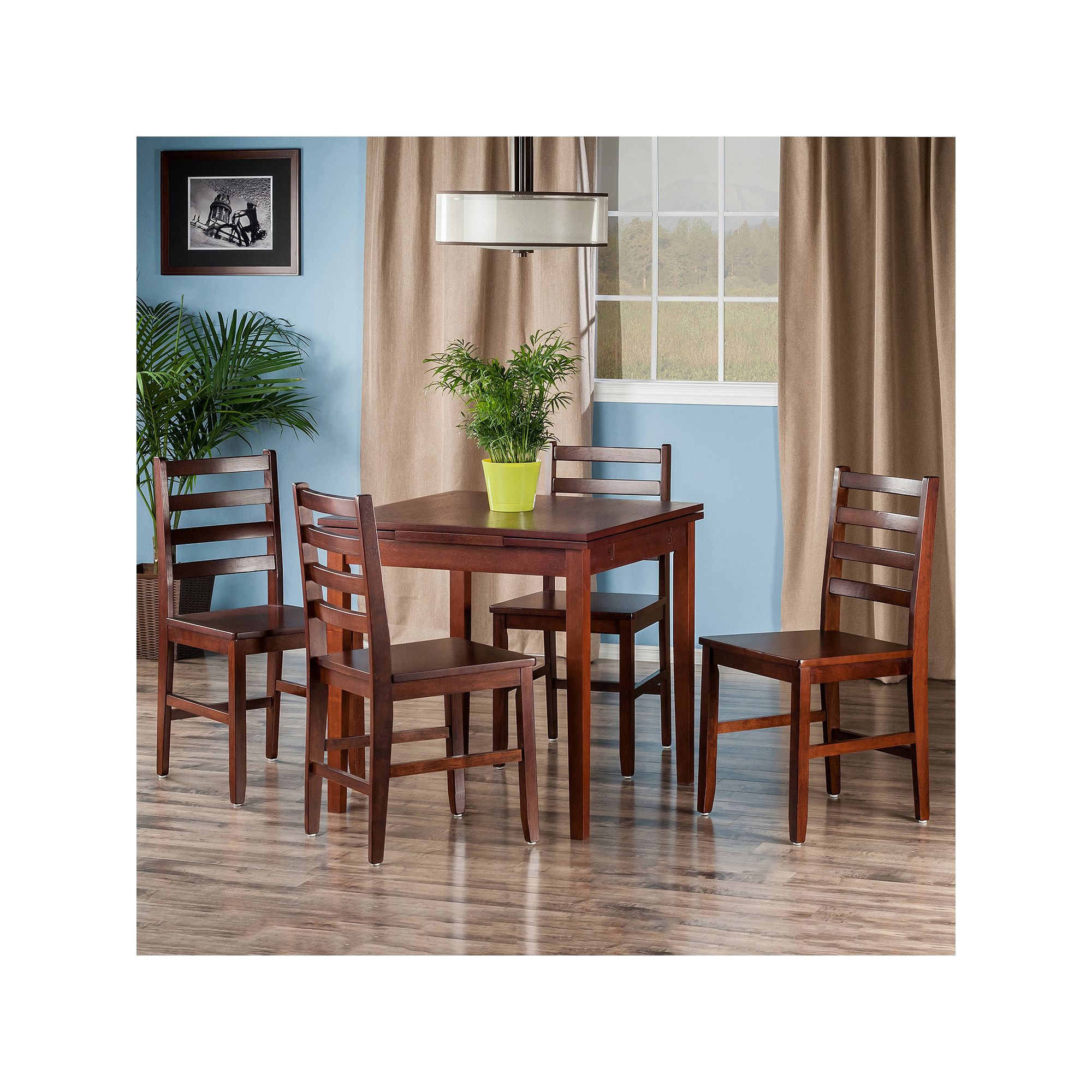 Winsome Pulman Extension Table & Ladder Back Chair 5-piece Set, Brown