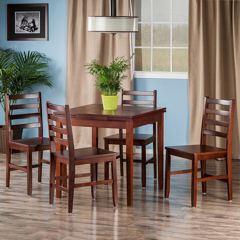 Winsome Pulman Extension Table & Ladder Back Chair 5-piece Set, Brown