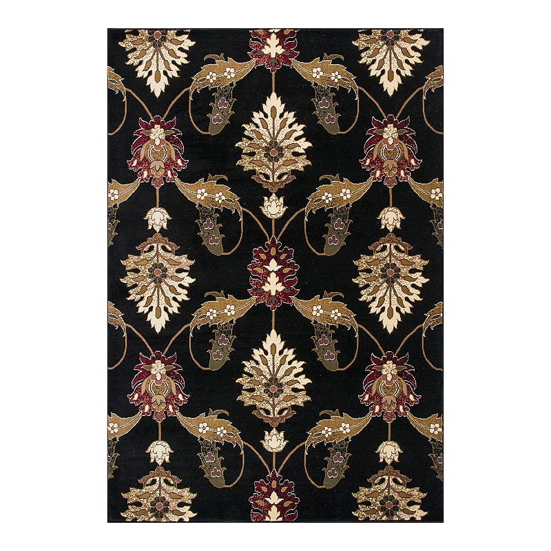 KAS Rugs Cambridge Palazzo Floral Rug, Black, 7.5X11 Ft