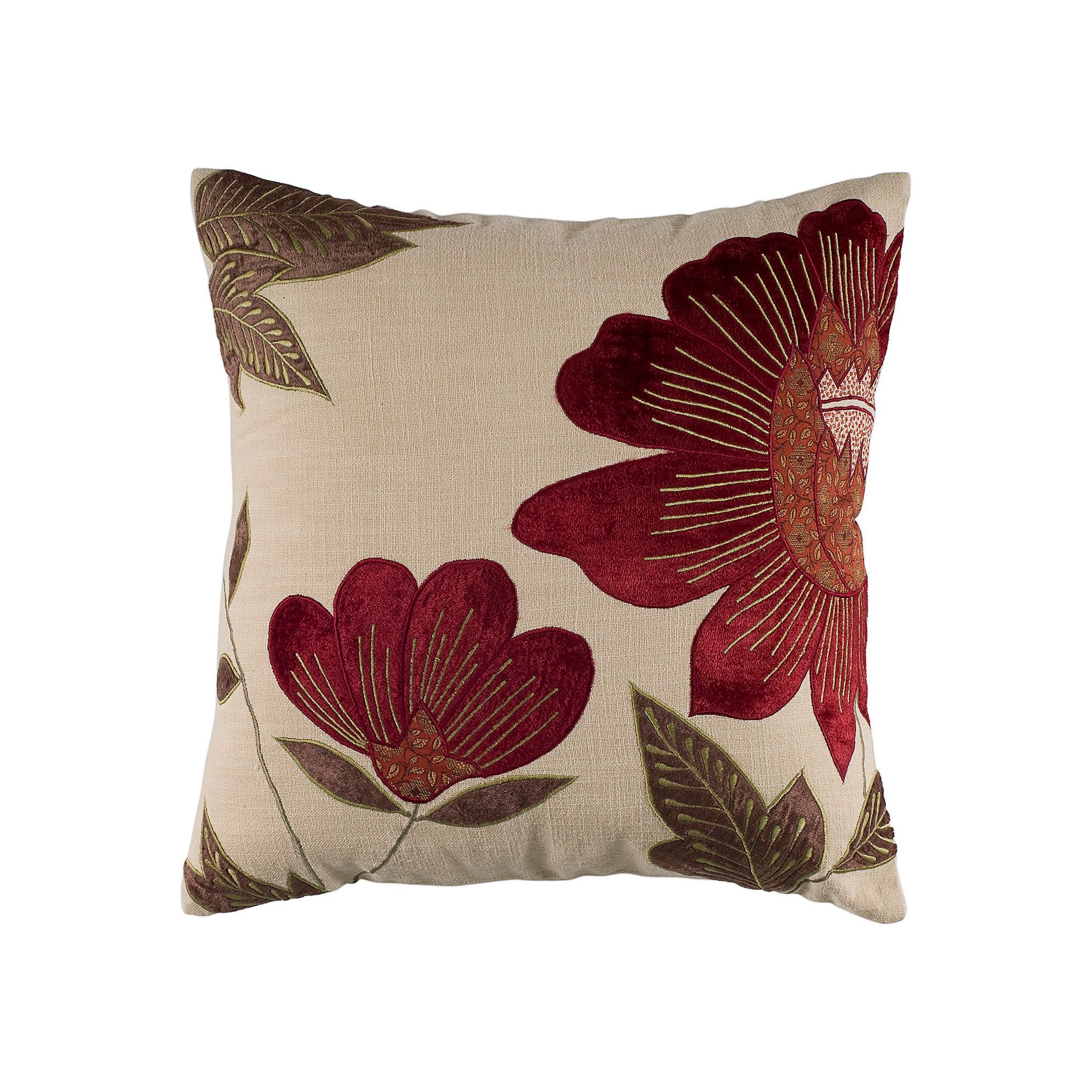 Rizzy Home Country Floral Throw Pillow, Red