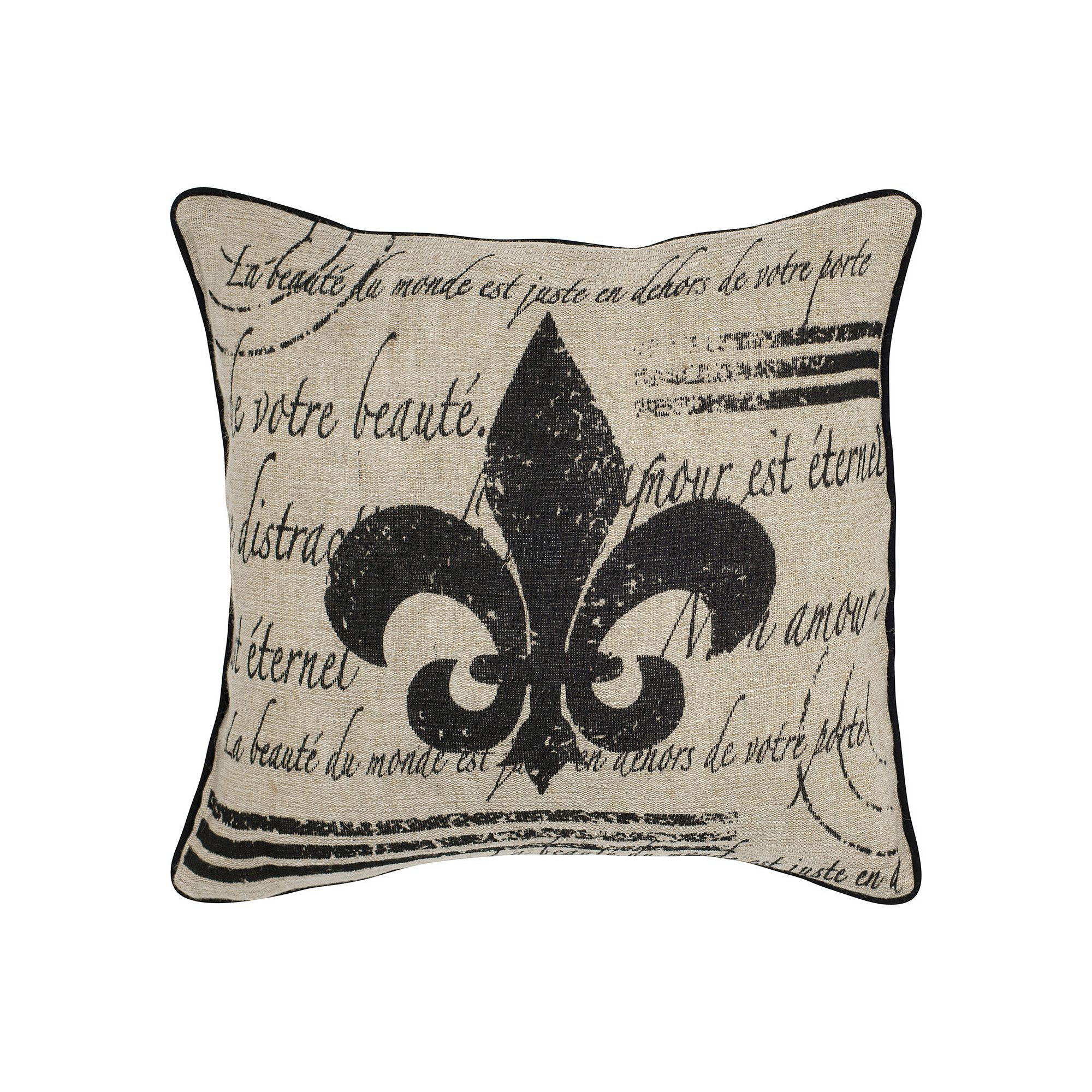 Rizzy Home Fleur de Lis Throw Pillow, Beige