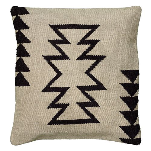 Rizzy Home White and Black Tribal Throw Pillow