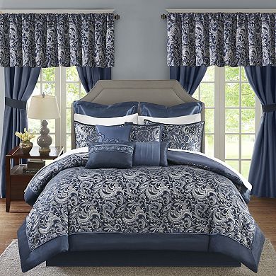 Madison Park Essentials Cadence 24-piece Complete Comforter Set with Sheets and Curtains