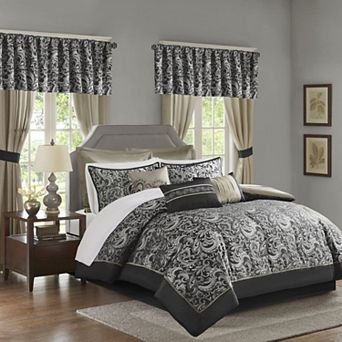 Madison Park Essentials Cadence 24 pc Complete Comforter Set with Sheets and Curtains