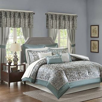 Madison Park Essentials Cadence 24 pc Complete Comforter Set with Sheets and Curtains