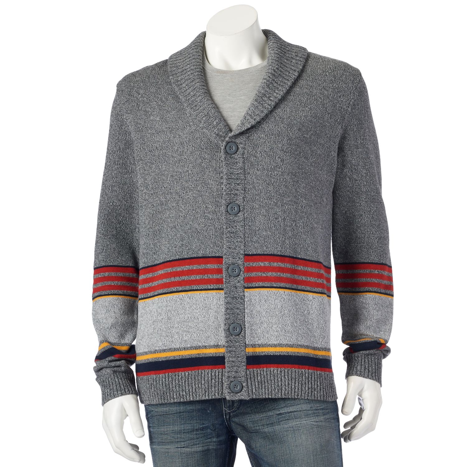 mens striped cardigan sweater