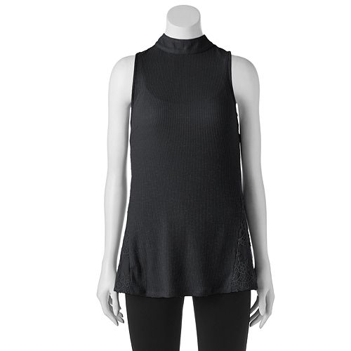Juniors' Candie's® Lace Ribbed Tank Top