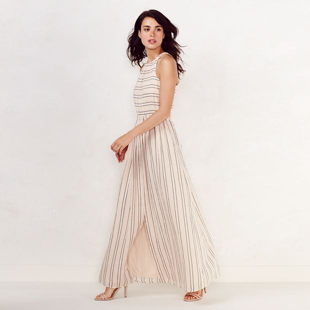 Striped linen maxi on sale dress