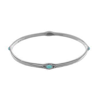 Athra NJ Inc Sterling Silver Simulated Turquoise Bangle Bracelet