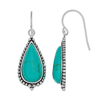 Athra NJ Inc Sterling Silver Simulated Turquoise Teardrop Earrings