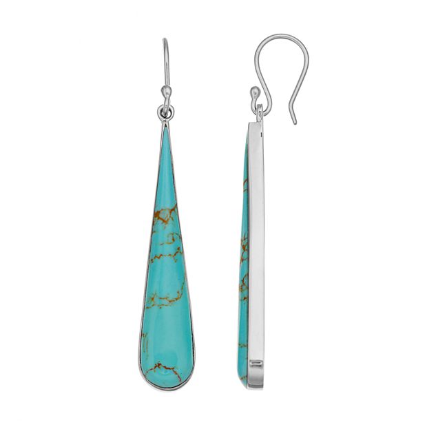 Sterling Silver Simulated Turquoise Teardrop Earrings