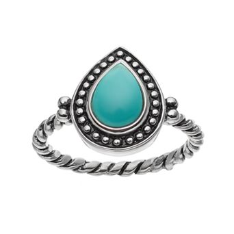 Sterling Silver Simulated Turquoise Cabochon Ring