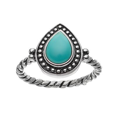 Sterling Silver Simulated Turquoise Cabochon Ring