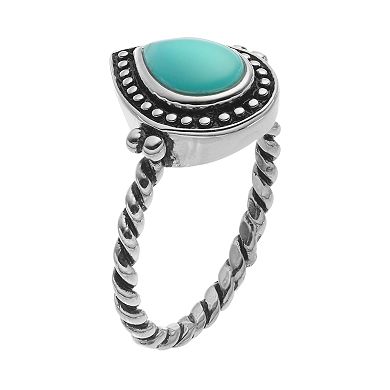 Sterling Silver Simulated Turquoise Cabochon Ring
