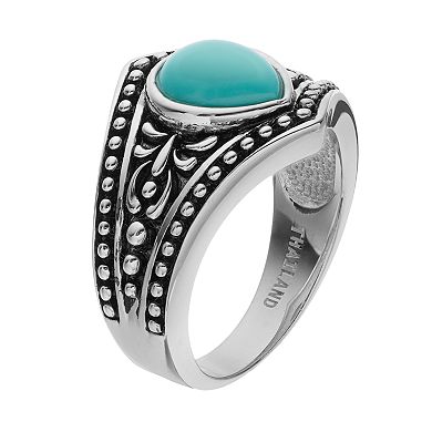 Athra NJ Inc Sterling Silver Simulated Turquoise Cabochon Ring