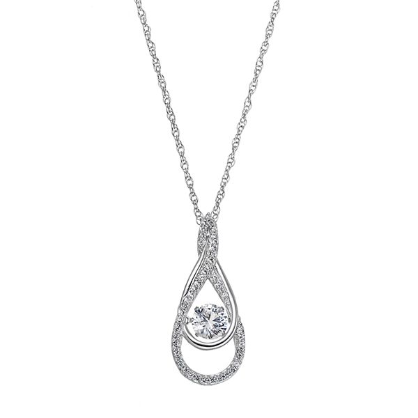 Sterling Silver Lab-Created White Sapphire Double Teardrop Pendant