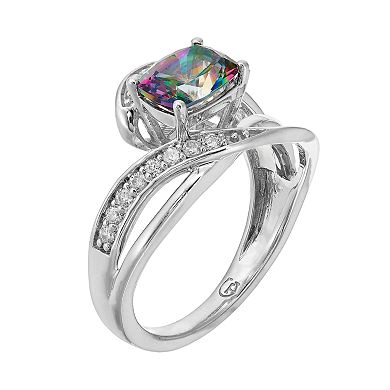 Sterling Silver Mystic Fire Topaz & Lab-Created White Sapphire Twist Ring