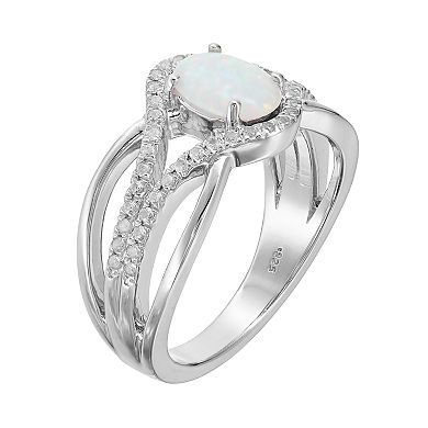 Sterling Silver Lab-Created White Opal & Lab-Created White Sapphire Swirl Ring