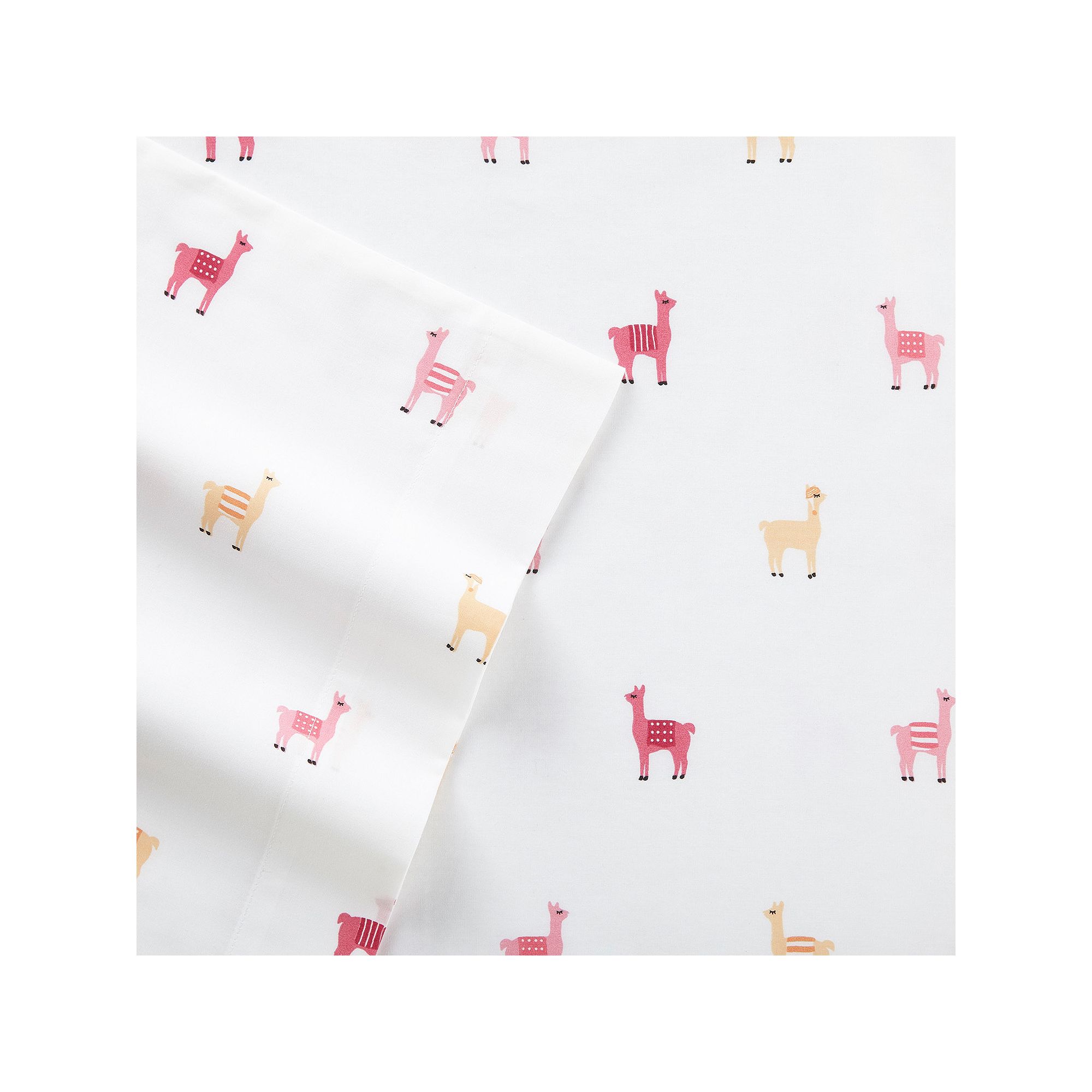 Poppy & Fritz Percale Sheet Set, Pink Llamas