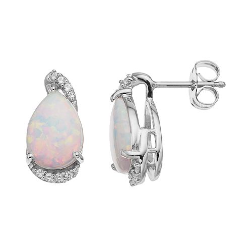 Sterling Silver Lab-Created White Opal & Lab-Created White Sapphire ...