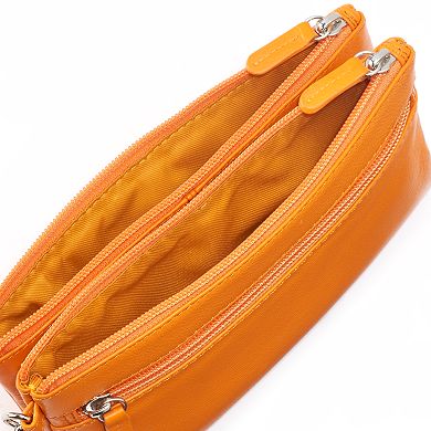 ili Double-Zip Leather Wristlet