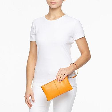 ili Double-Zip Leather Wristlet