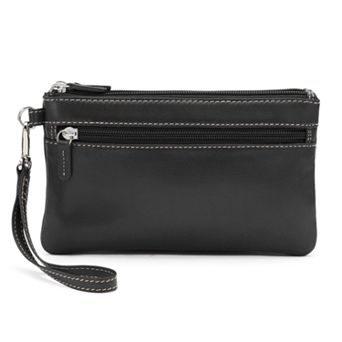 ili Double-Zip Leather Wristlet