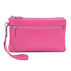 ili Double-Zip Leather Wristlet