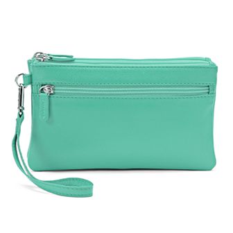 ili Double-Zip Leather Wristlet