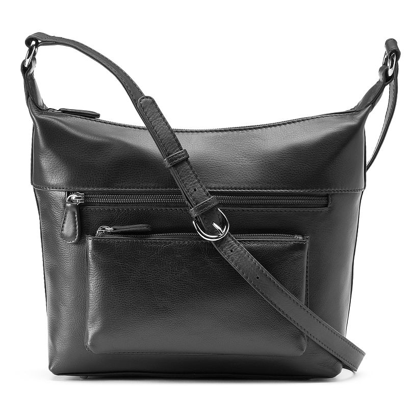 46486625 ili Leather Front Pocket Crossbody Bag, Black sku 46486625