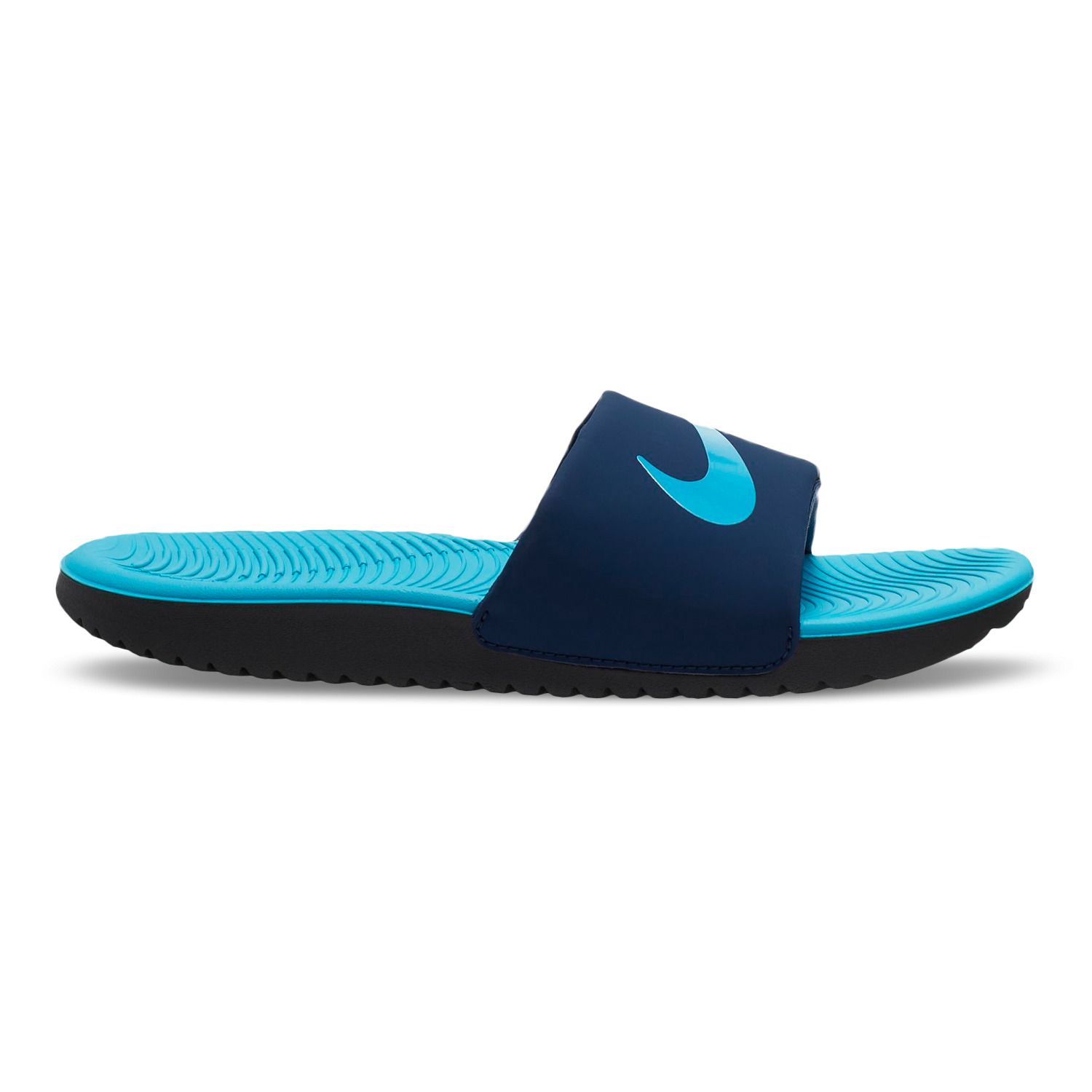 blue nike flip flops