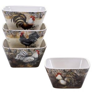Certified International Vintage Rooster 4-pc. Ice Cream Bowl Set