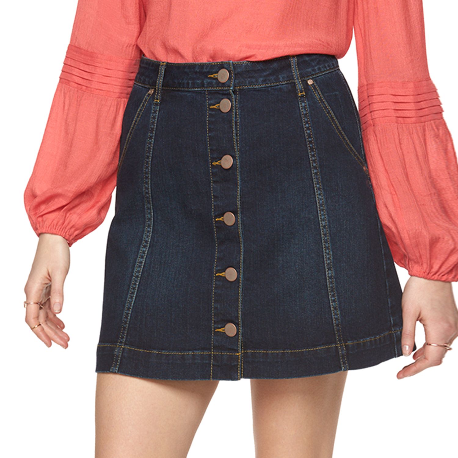 jeans skirt with buttons