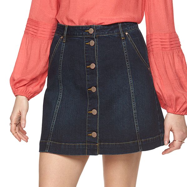 Women's LC Lauren Conrad Button-Front Jean Skirt