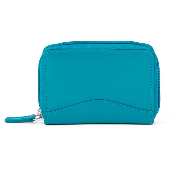 ili Leather RFID-Blocking Mini Card Case - Aqua