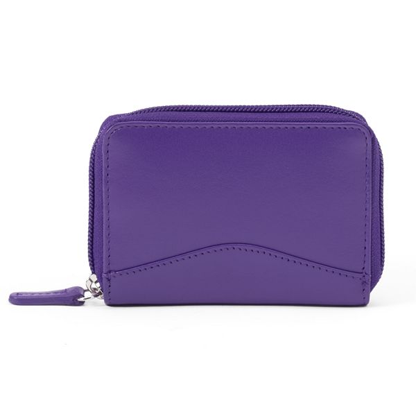 ili Leather RFID-Blocking Mini Card Case - Purple