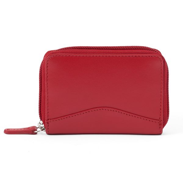 ili Leather RFID-Blocking Mini Card Case - Red