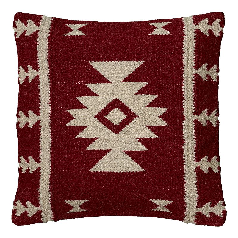 Rizzy Home Southwestern 18  x 18  Poly Filled Pillow with Wool Cover-Red/Ivory